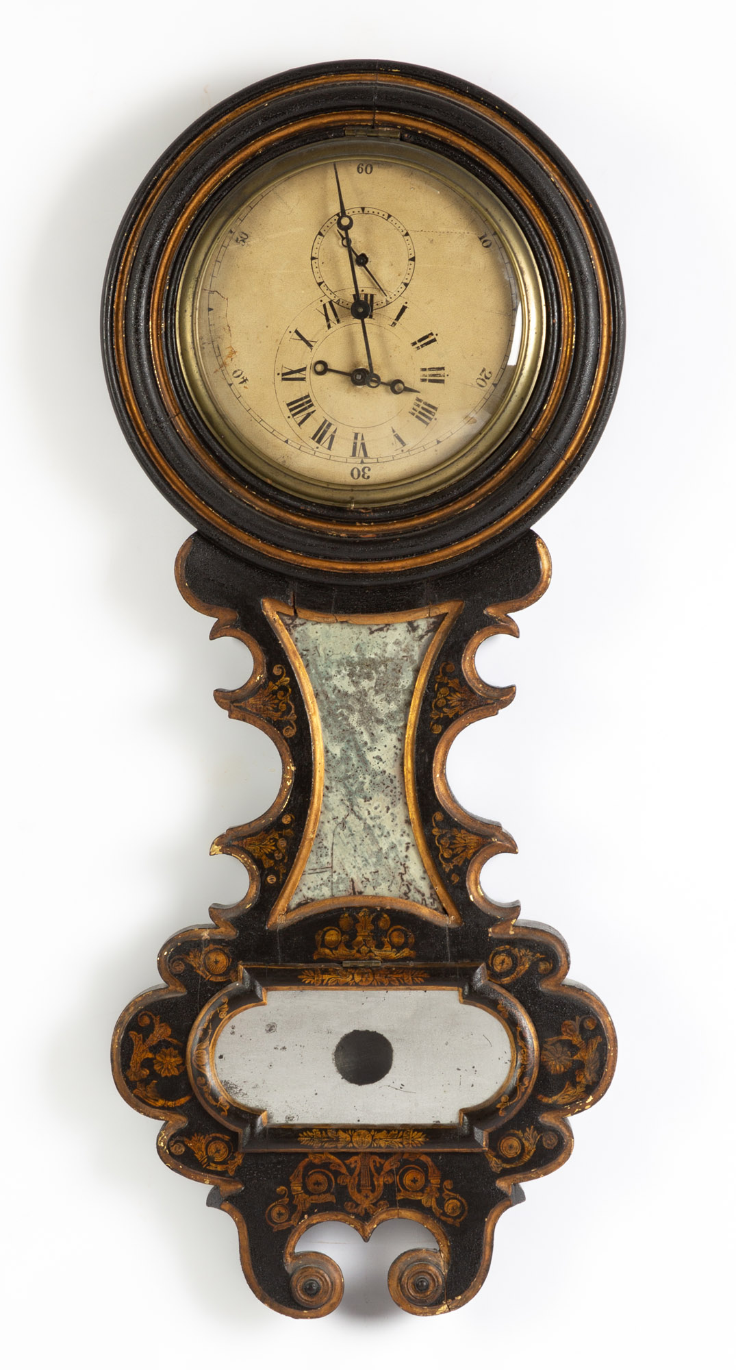 Appraisal: RARE BANJO CLOCK Early th century pine case original surface