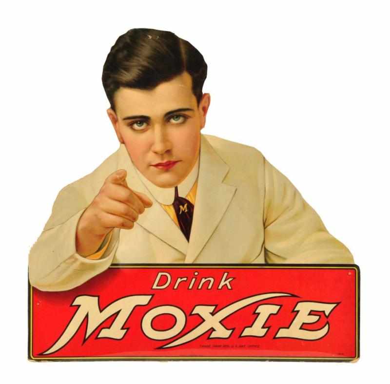 Appraisal: Cardboard Moxie Cutout Sign Description Circa s Framed under plexiglass