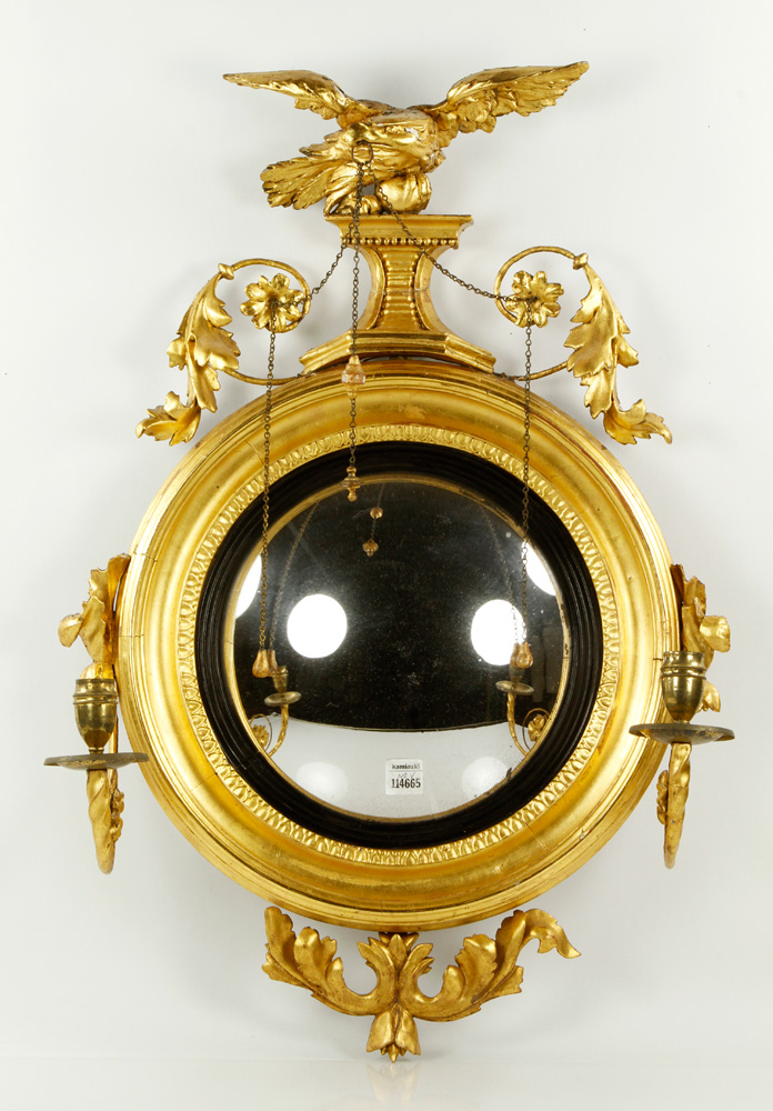 Appraisal: - Federal Convex Mirror Federal convex mirror with eagle finial