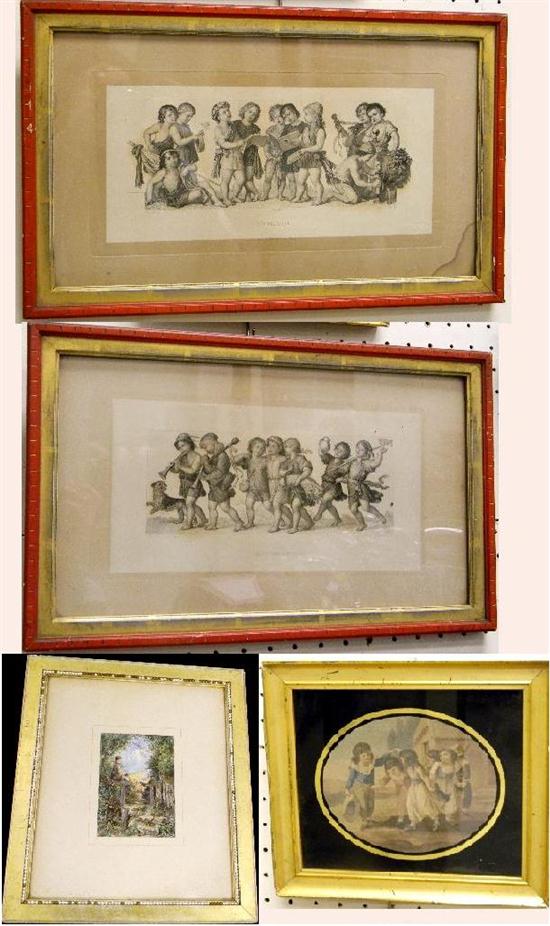 Appraisal: Four framed prints featuring children one chromolithograph with label verso