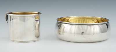 Appraisal: A Sterling Silver with Gold Wash Baby Cup and Bowl