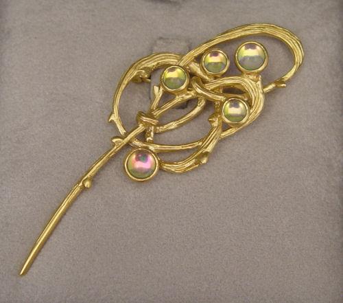 Appraisal: LALIQUE RONCES BROOCH Art Nouveau pin of iridescent crystal cabochons