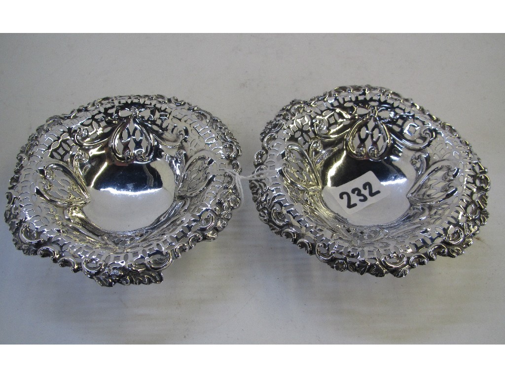 Appraisal: A pair of silver bon bon dishes Sheffield