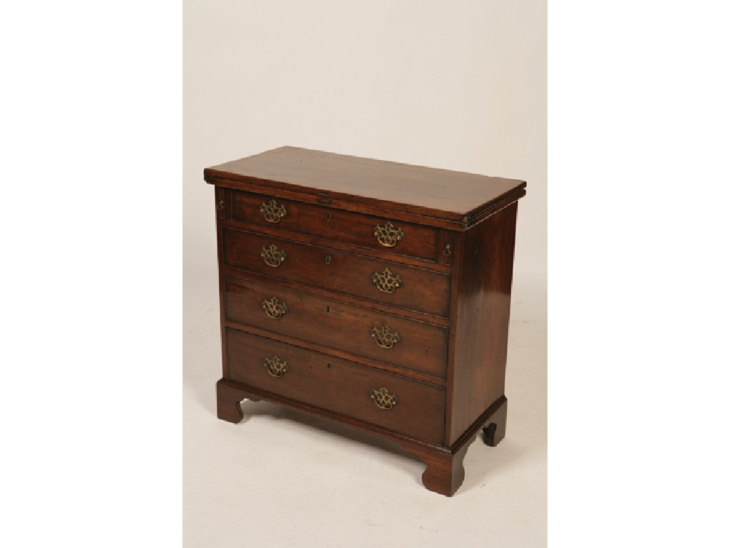 Appraisal: A GEORGE II MAHOGANY BACHELOR'S CHEST the rectangular folding top