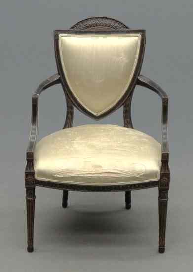 Appraisal: Upholstered Adams style chair '' Seat Ht '' Overall Ht