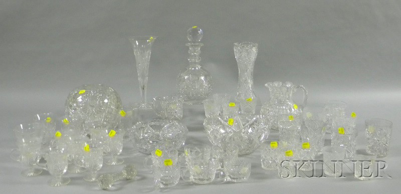 Appraisal: Approximately Forty-three Pieces Colorless Cut Glassware including a pitcher footed