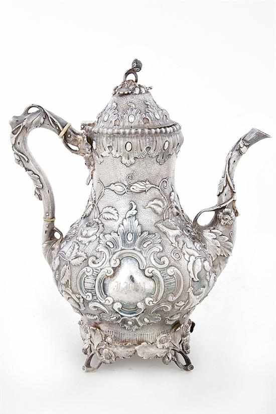 Appraisal: American coin silver coffeepot by Eoff Shephard New York -