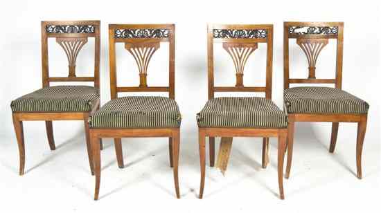 Appraisal: A Set of Four Biedermeier Side Chairs each with an