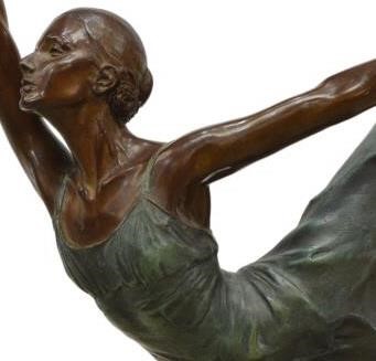 Appraisal: Large patinated bronze sculpture The Ballerina signed in cast Villarreal