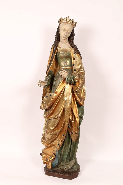 Appraisal: AN EARLY THREE QUARTER SIZE CARVED WOOD FIGURE of St