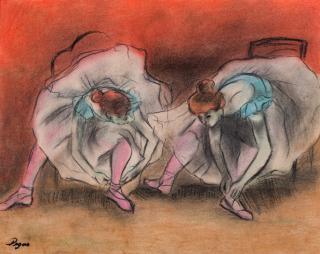 Appraisal: Edgar Degas Colored Pencil Drawing Two Ballerinas Edgar Degas French