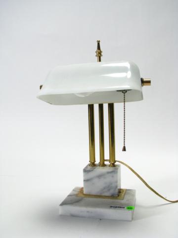 Appraisal: Brass and marble desk lamp white marble base and white