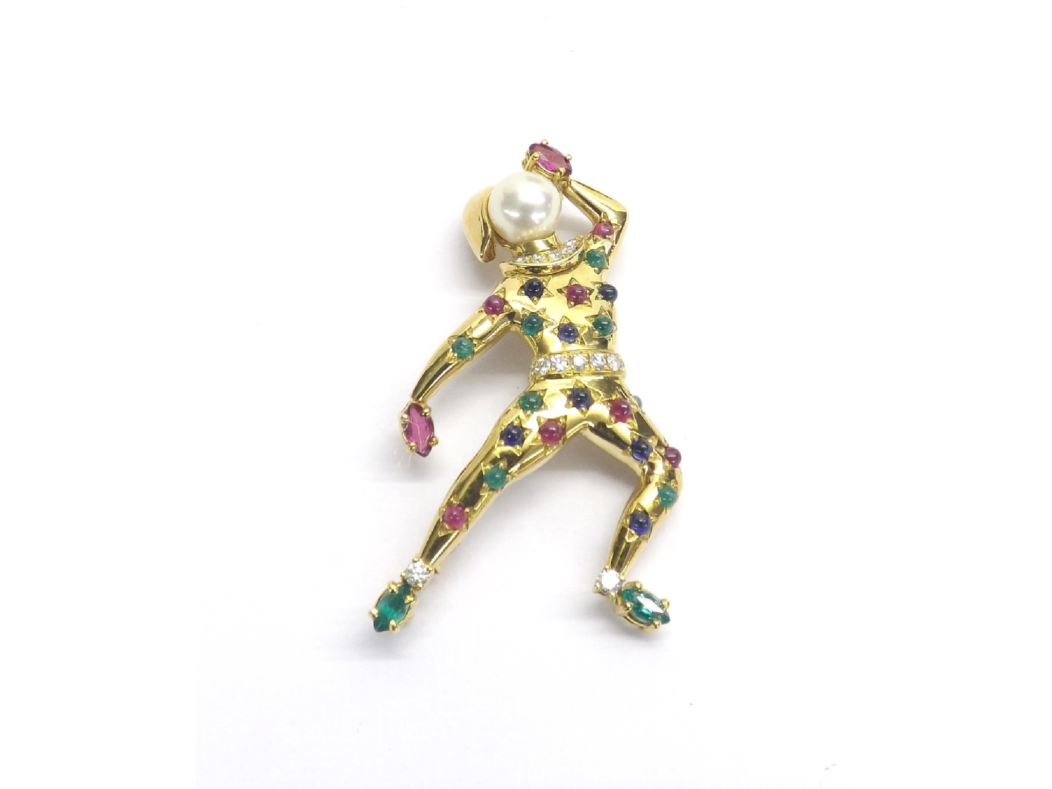 Appraisal: Ludwig Muller Geneva k yellow gold theatrical figural brooch finely