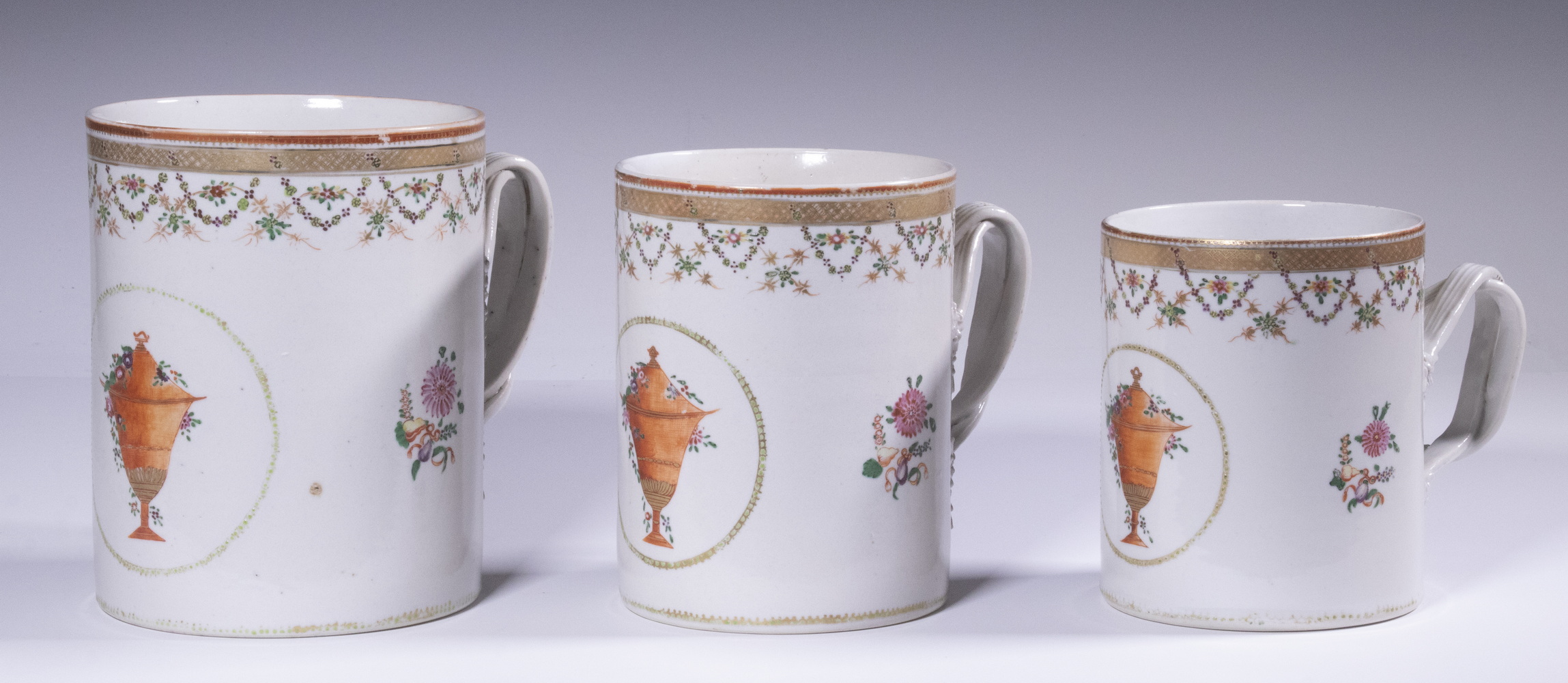 Appraisal: CHINESE EXPORT TANKARD SET Mid- th c Group of Graduated