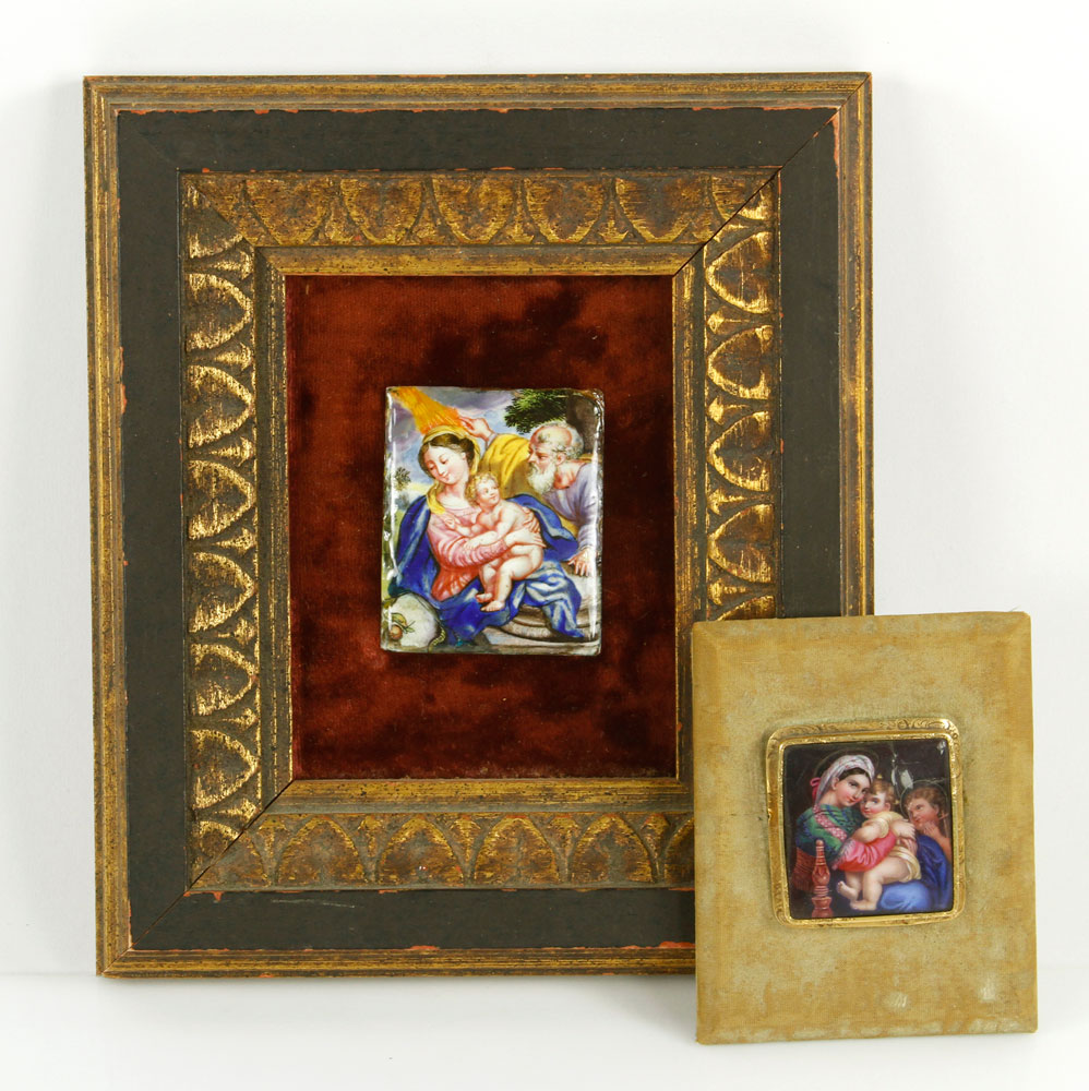 Appraisal: - Two Miniature Paintings on Enamel Lot of two miniature