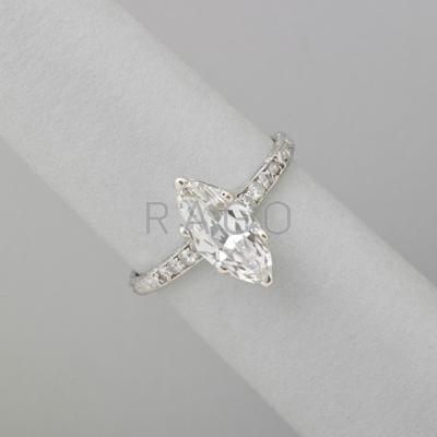 Appraisal: ART DECO DIAMOND PLATINUM RING Old marquise cut diamond approx