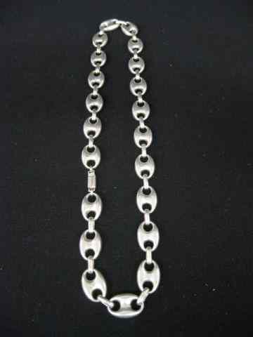 Appraisal: Sterling Silver Necklace Gucci link '' long