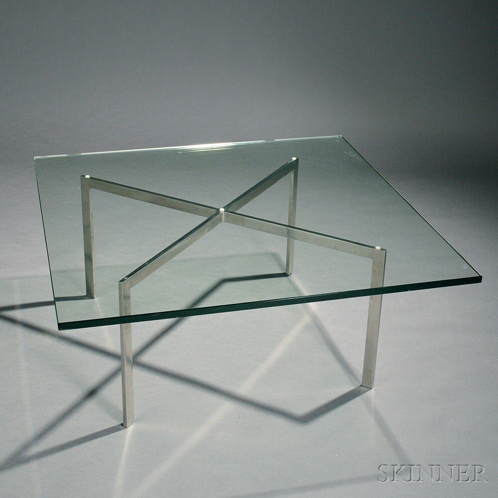 Appraisal: Mies van der Rohe Barcelona Coffee Table Glass stainless steel