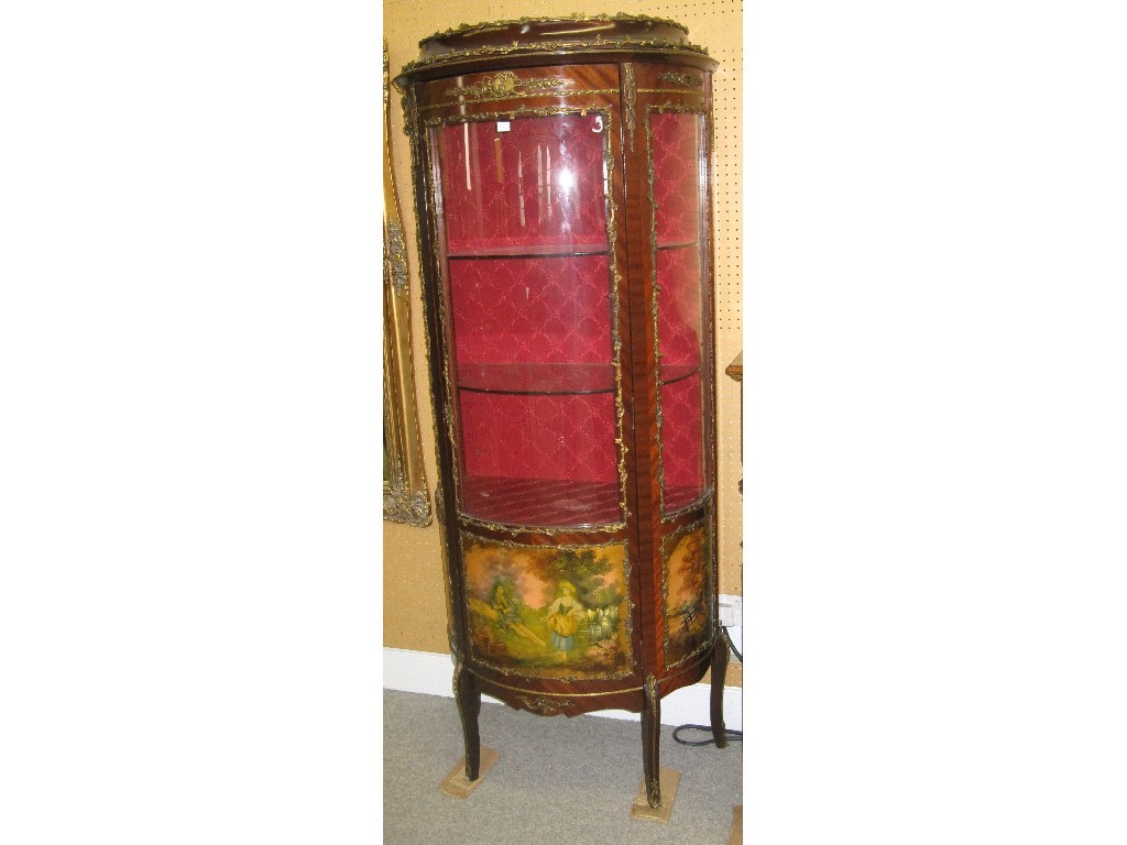 Appraisal: Reproduction gilt metal mounted bow fronted vitrine