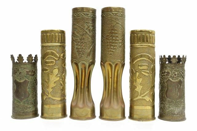 Appraisal: lot of French WWI-era trench art vases fashioned from artillery