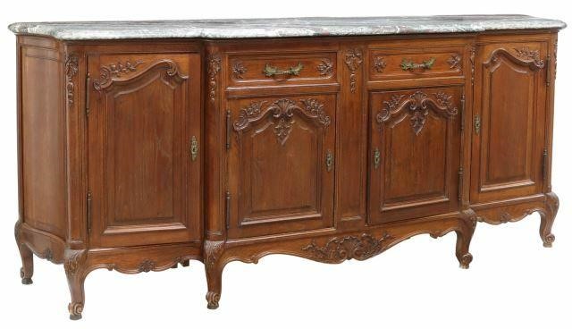 Appraisal: French Louis XV style oak breakfront sideboard th c the