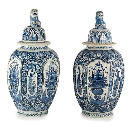 Appraisal: Pair of Delft Blue and White Jars Estimate -