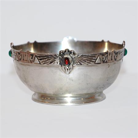 Appraisal: German Silver Small Bowl with Jewels Estimate -