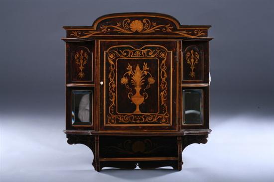 Appraisal: CONTINENTAL MARQUETRY-INLAID HANGING WALL CUPBOARD th century possibly Sicilian arching