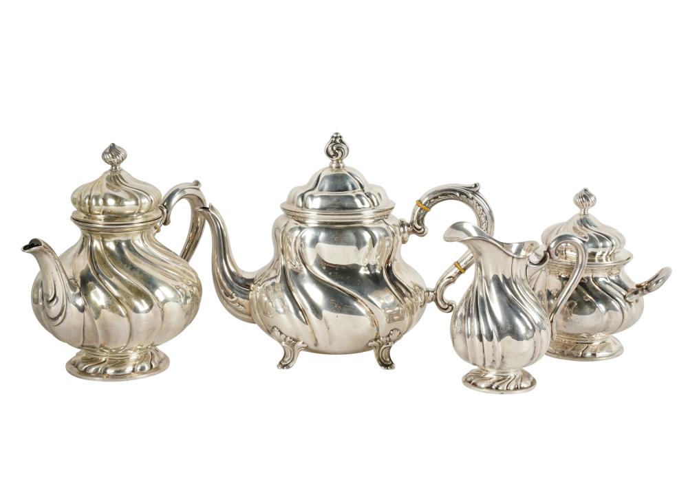 Appraisal: GERMAN -SILVER ASSEMBLED TEA SERVICEafter partially rubbed maker's marks comprising