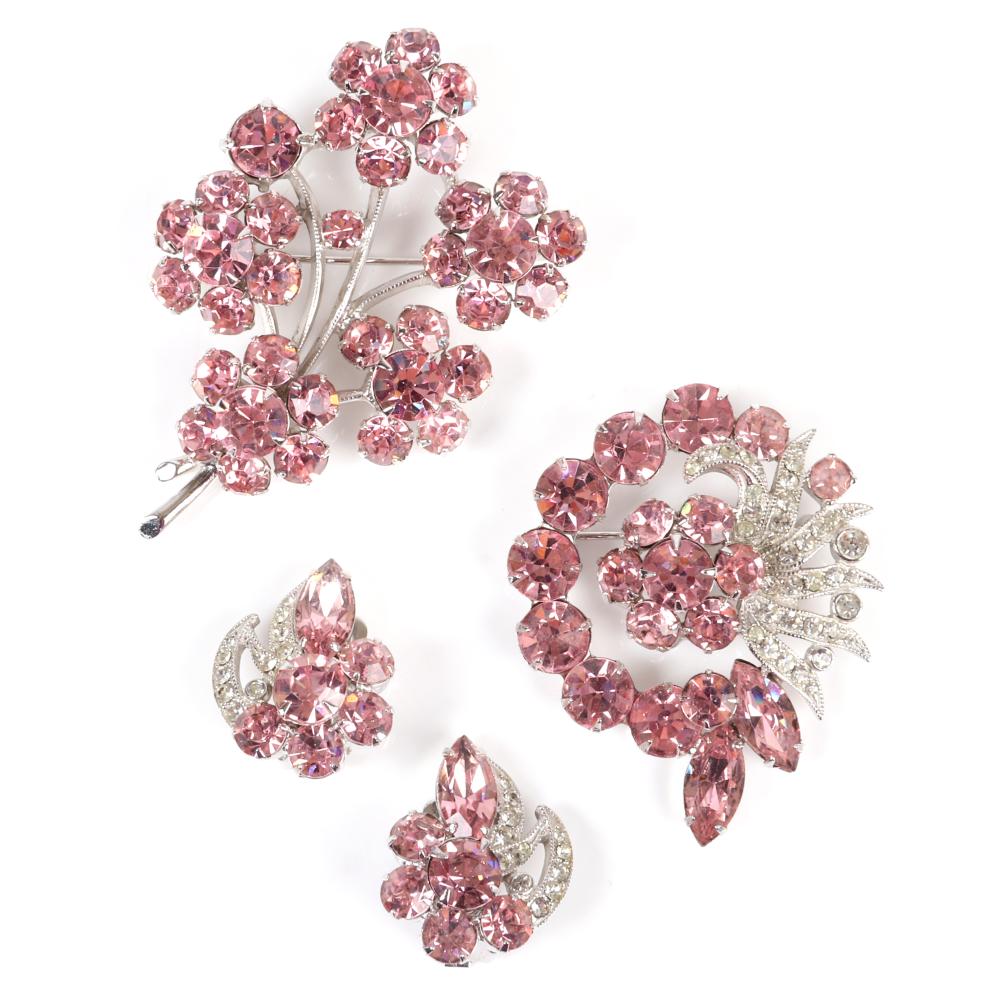 Appraisal: EISENBERG ORIGINAL WREATH AND FLOWER PIN BROOCH EARRINGS WITH PALE