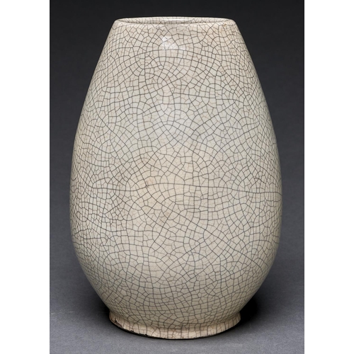 Appraisal: A Chinese pottery oviform vase with ge style cream glaze