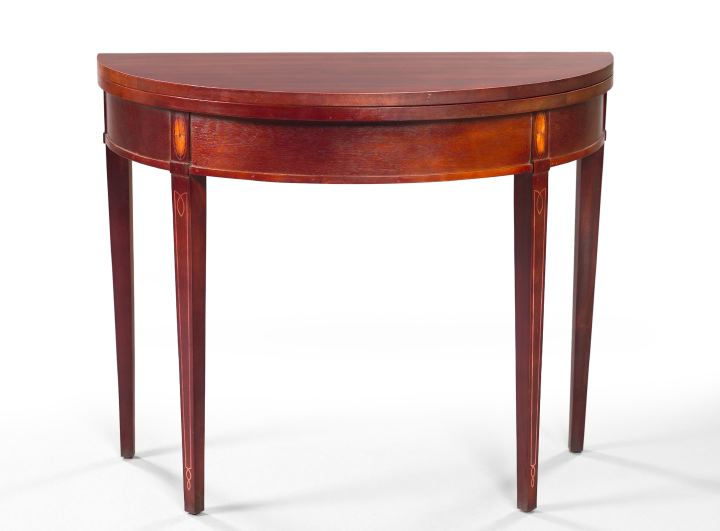 Appraisal: George III-Style Marquetry-Inlaid and Line-Strung Mahogany Games Table in the