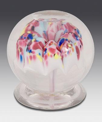 Appraisal: Millville paperweight mushroom shape with multi-colored flower pedestal base Millville