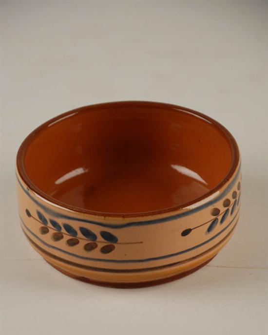 Appraisal: Kupittaan Savi Bowl Finland redware with handpainted design foil label