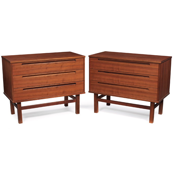 Appraisal: Danish cabinets pair teak each with three drawers with cutout