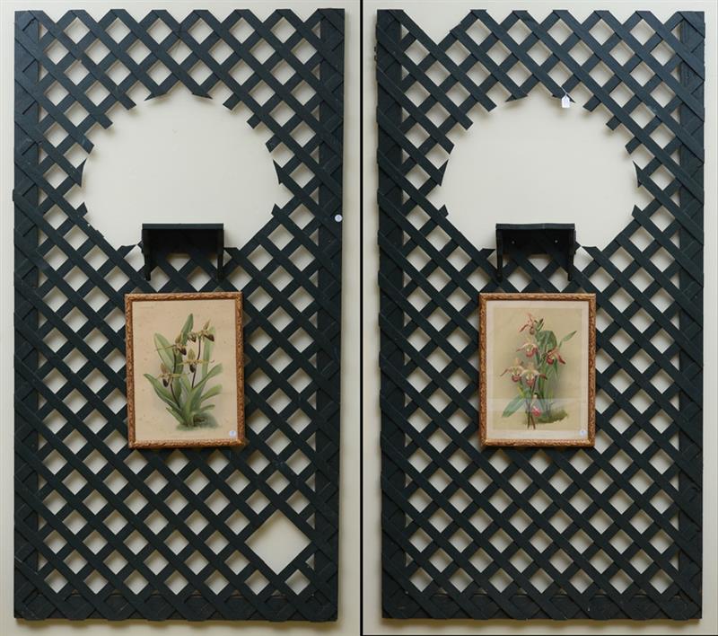 Appraisal: PAIR OF GREEN PAINTED TRELLIS PANELS Each fitted with an