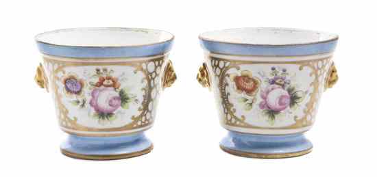 Appraisal: A Pair of French Porcelain Cache Pots each of tapering