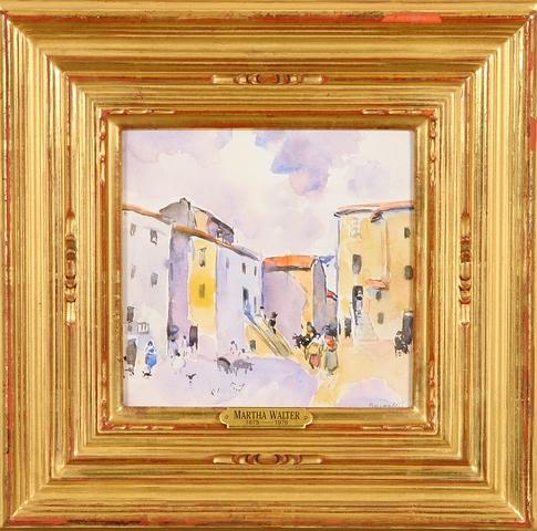 Appraisal: Piazza Anticolo watercolor x SLR titled verso loss on frame