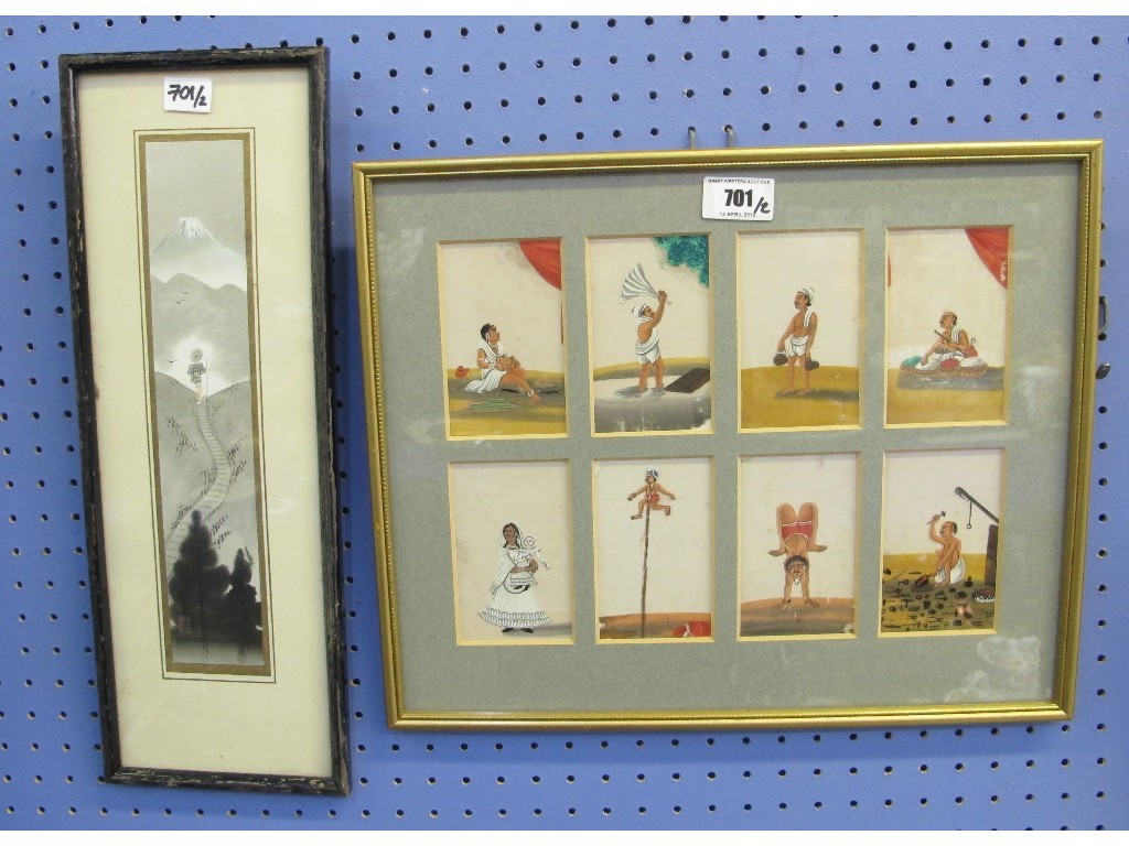 Appraisal: Set of eight Indian watercolours and a Japanese watercolour