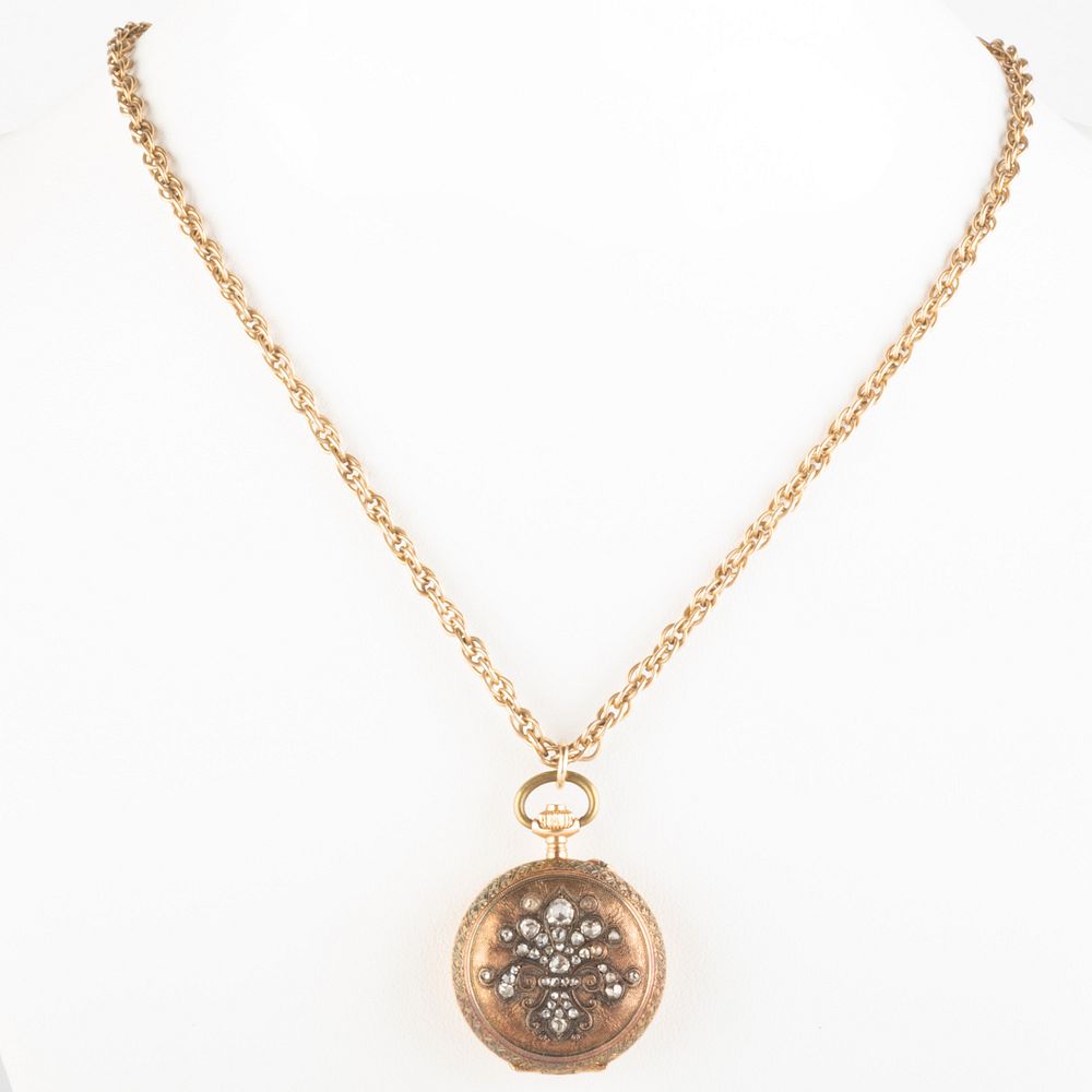 Appraisal: k Gold and Diamond Pendant Watch Marked ' k' on