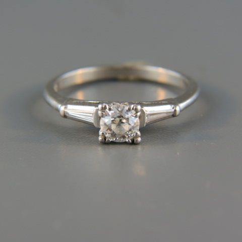 Appraisal: Platinum Diamond Ring carat center stone with baguette on each