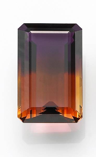 Appraisal: Ametrine Bolivia A large rectangular-cut stone displaying nearly equal zones