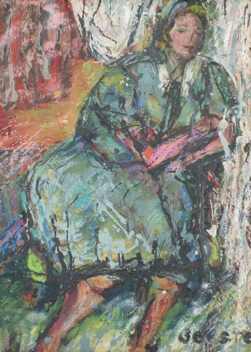 Appraisal: ILLEGIBLY SIGNED IMPRESSIONIST PAINTING OF A SEATED WOMAN OIL Board