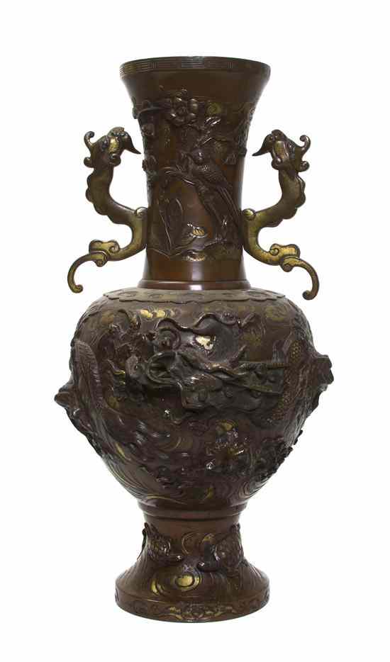 Appraisal: A Japanese Bronze Vase Meiji period of baluster form with