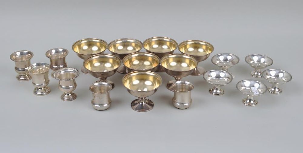 Appraisal: Group Sterling Stemmed Small Cups Bowls comprising eight Dominick Haff