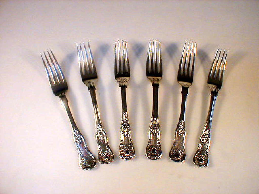 Appraisal: Four thC kings pattern dessert forks double struck a pair