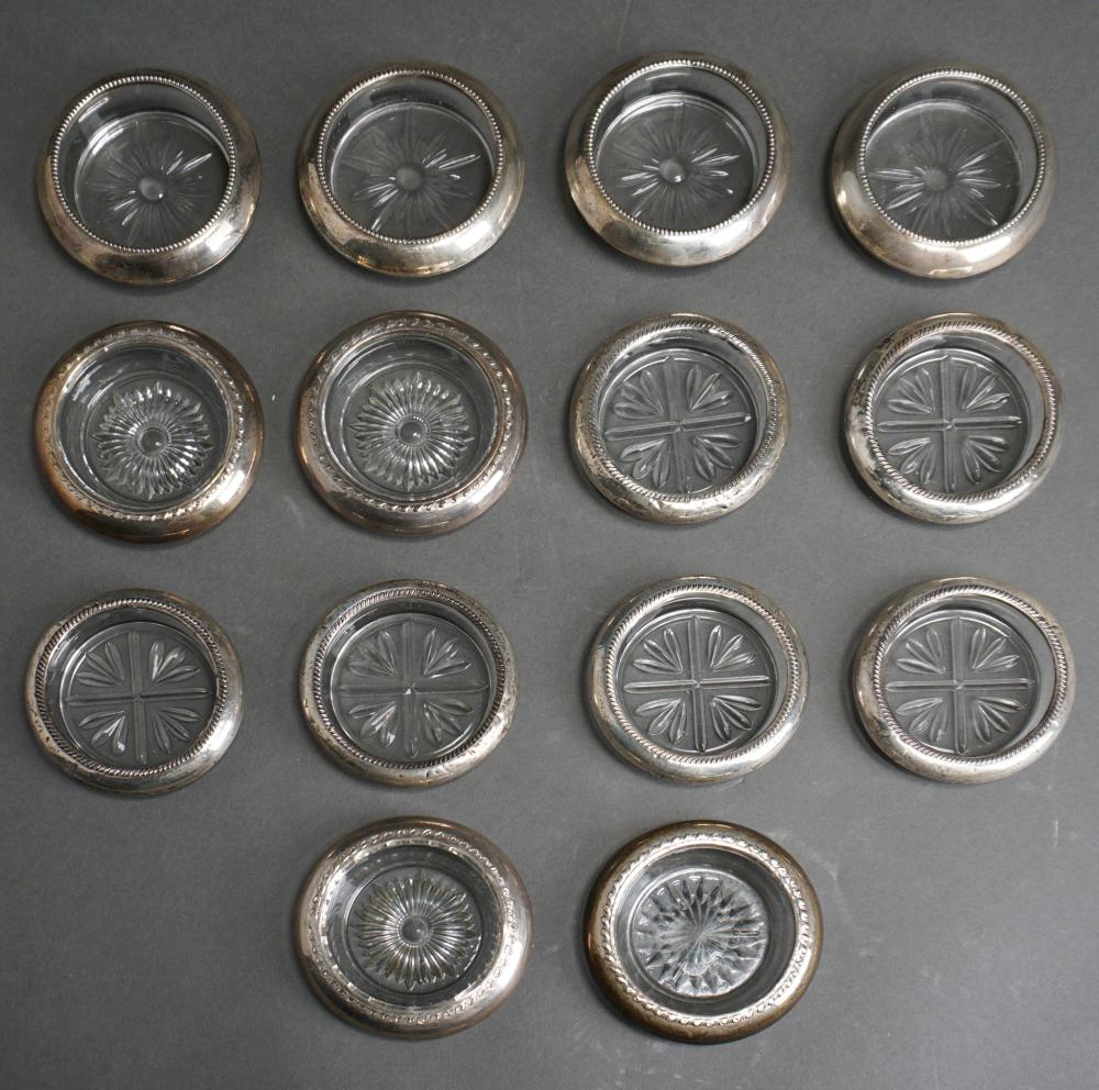 Appraisal: Collection of Sterling Silver Mounted Glass Coasters