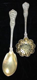 Appraisal: Tiffany Co Olympian pattern gold-washed sterling silver serving pcs including