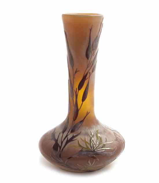 Appraisal: A Legras Cameo Glass Vase of bottle form with foliate