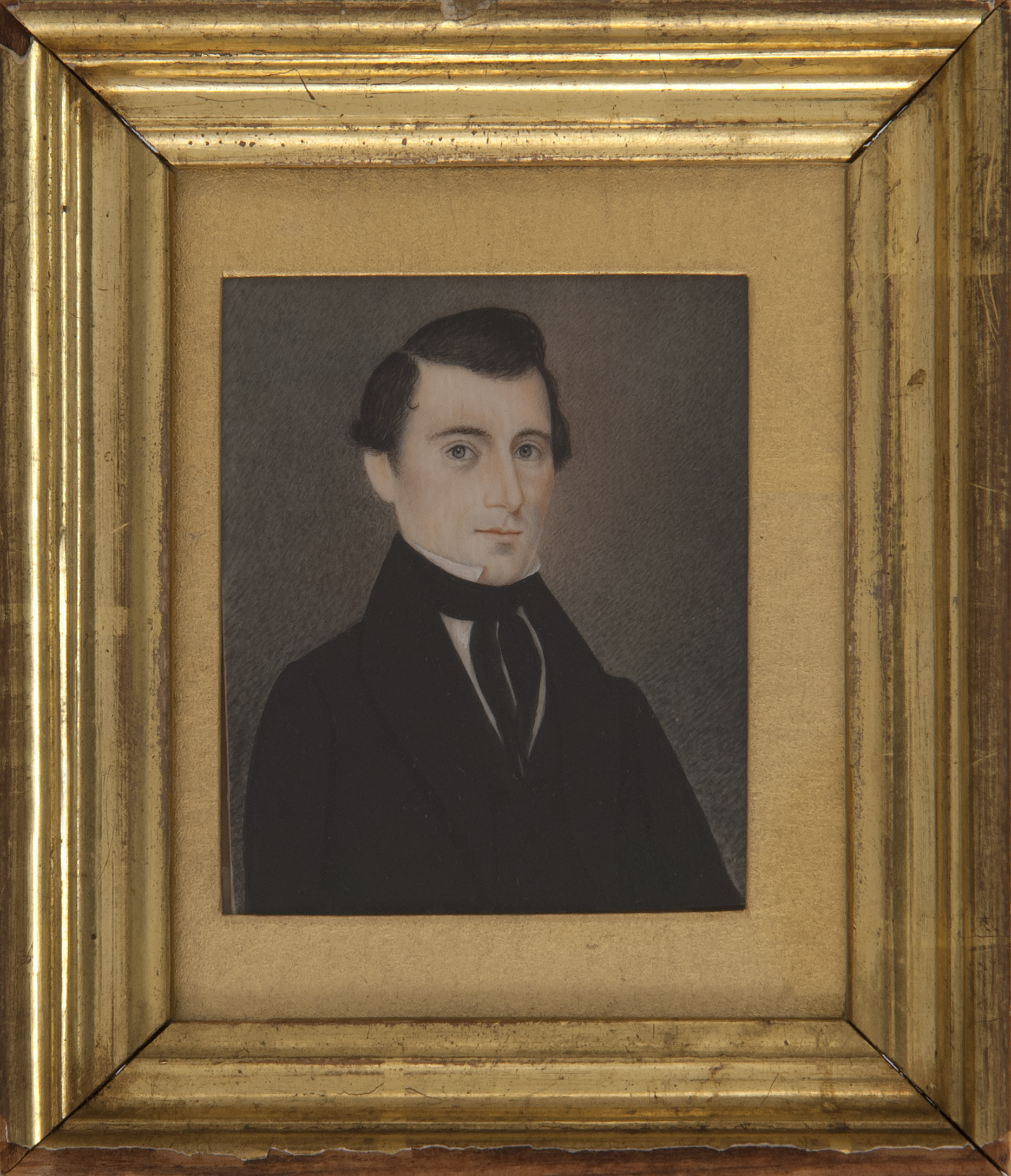 Appraisal: MINIATURE PORTRAIT OF A YOUNG MAN First Half of the